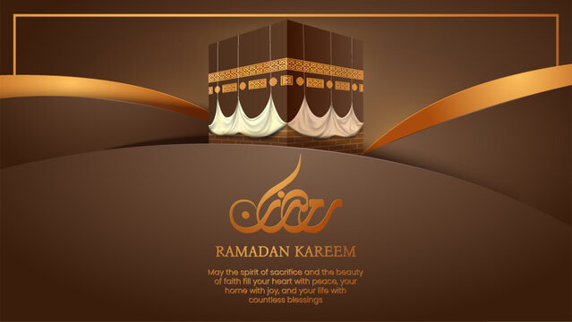 Ramadan Kareem Social Media Post Template with Islamic kabba