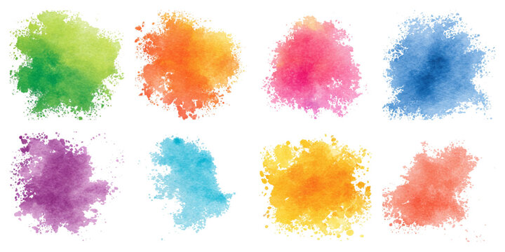 Abstract colorful watercolor brush stroke texture set. vintage paint splash artistic ink elements vector illustration and creative watercolor collection background design.
