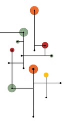 Network diagram with connected nodes and lines