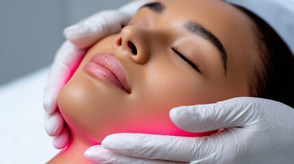 Woman Receiving Post-Laser Skin Treatment with Cooling Gel

