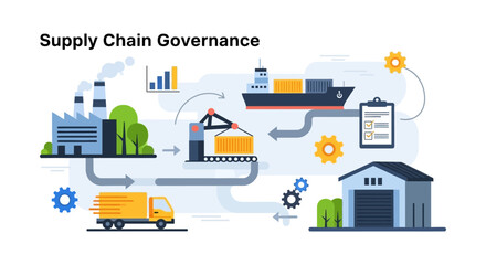 Fototapeta premium Global Supply Chain Governance and Logistics Management Infographic
