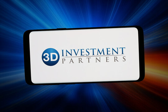Stuttgart, Germany - 03-04-2026: In this photo illustration, the logo of company 3D Investment Partners Pte. Ltd.  is displayed on a smartphone in front of abstract background on computer screen.