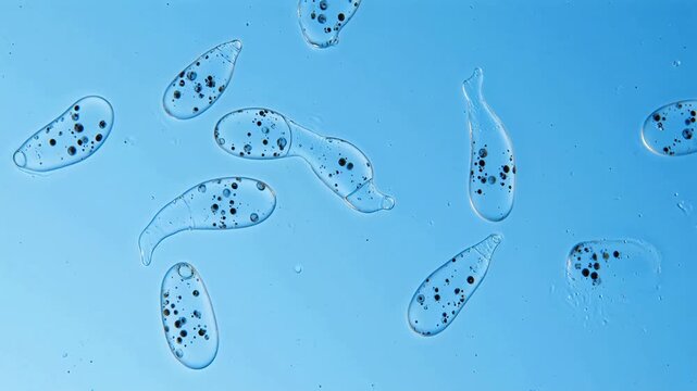 Microscopic view of cells and particles
