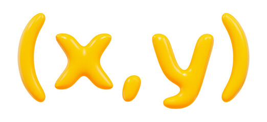 3d yellow code icon. The x and y in parentheses. Symbols of software and web development. Stock vector illustration on isolated background. © Игорь Жуков