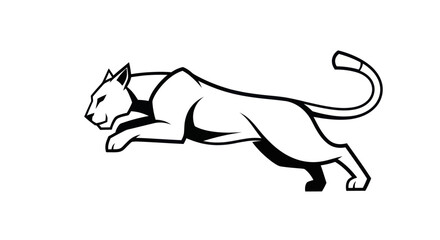 Obraz premium Black and White Illustration of Running Panther.