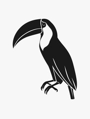 Fototapeta premium Black and white toucan silhouette isolated on white background for design