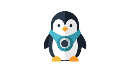 Obraz premium Cartoon penguin illustration with blue scarf and modern design