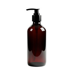 A sleek and stylish brown bottle with a black pump, designed for dispensing liquid. It's a modern and minimalist container that is perfect for cosmetics and other liquid products.
