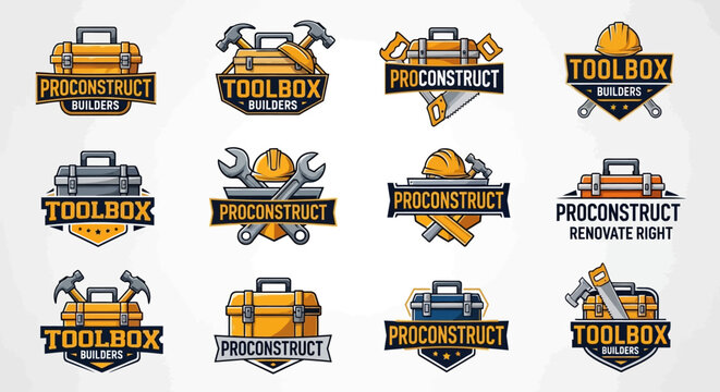 Construction Toolboxes and Tools Logo Collection - Proconstruct Builders