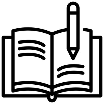 open book learning knowledge writing pencil pen simple line icon