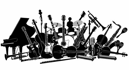 Diverse Musical Instruments Silhouette Collection - Music Concept © difka