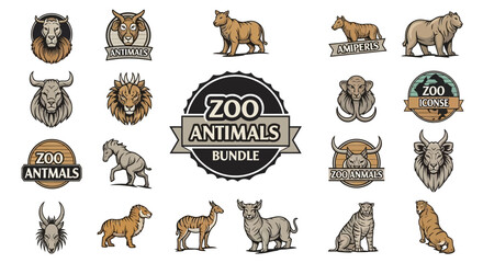 Zoo Animals Bundle: Diverse Wildlife Collection - Lions, Bulls, Bears, Mammoths, Horses, Antelopes © difka