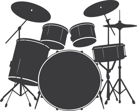 Drum set silhouette complete drum kit musical instrument percussion band icon