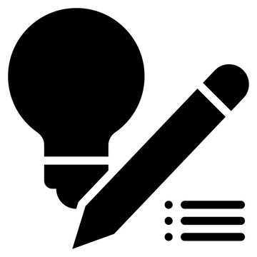 light bule idea writing list solid glyph icon