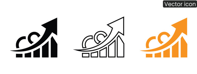 Set of business growth icons with upward arrows and graphs for presentations © NuovaPixel