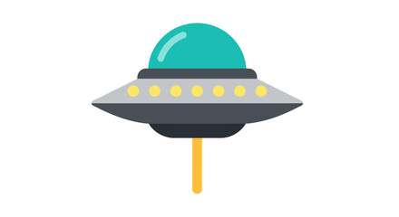 Fototapeta premium Stylized vector illustration of a flying saucer ufo on white background