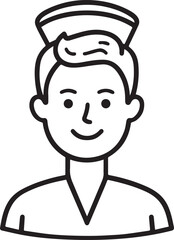 Obraz premium Hand Drawn Man as Nurse Black and White Avatar Illustration in Minimal Line Art Style Design