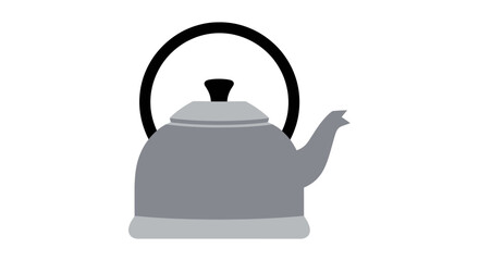 Obraz premium Minimalist illustration of a gray tea kettle on a white background