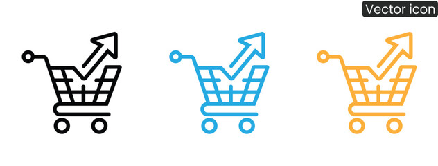 Vector icon of shopping cart with upward arrow symbolizing sales growth and ecommerce success © NuovaPixel