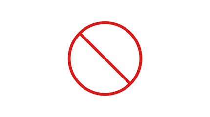 Abstract red prohibition symbol on a white background, conveying restriction and caution
