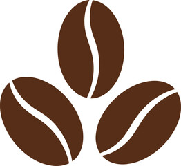 Obraz premium Three roasted coffee beans isolated on transparent background for cafe and espresso menu