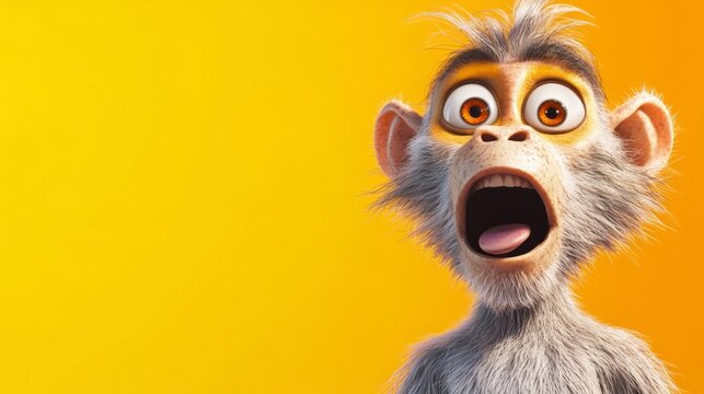 Animated monkey character screaming with shocked expression