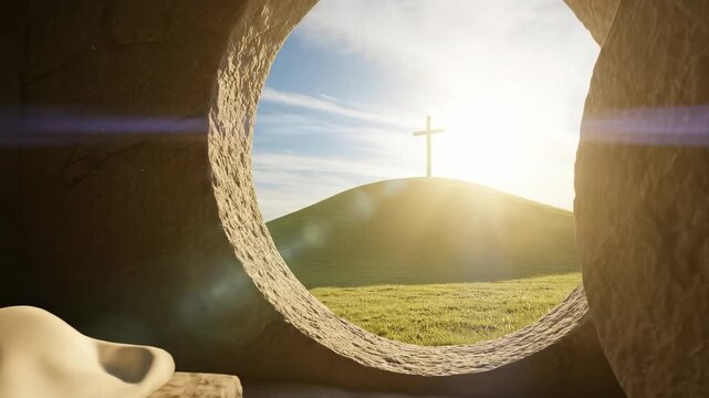 Empty Tomb Resurrection Background for Christian Worship Media and Easter Sunday Service