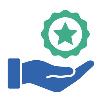 Hand holding star badge symbol