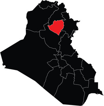 Kirkuk Governorate on Map of Iraq Silhouette with Regions Vector Illustration