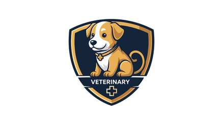 Obraz premium Cute puppy veterinary logo design for pet care clinic.