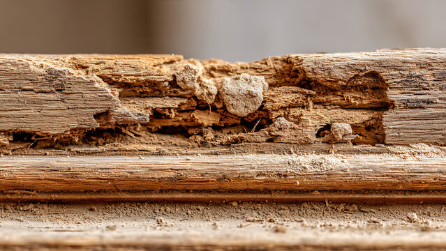 Termite Damaged Wooden Door Frame with Decaying Texture 2