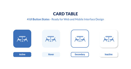 Obraz premium card table 4-state UI button. Outline icon kit from furniture & household collection. Thin linear card table, card, table editable vector. Minimal card table sign for web and mobile interface