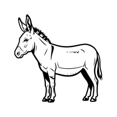 Obraz premium A black and white drawing of a donkey standing still