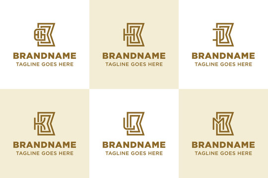 Letters GKK HKK JKK KKK LKK MKK Monogram Logo Set