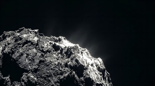 Rugged Surface of a Sun Grazing Comet in Deep Space with High Contrast Black Copy Space