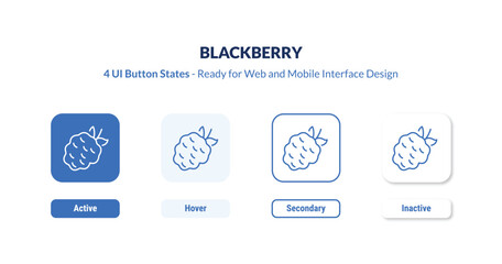 blackberry 4-state UI button. Outline icon kit from fruits and vegetables collection. Thin linear blackberry, strawberry, berry editable vector. Minimal blackberry sign for web and mobile interface © IconArt