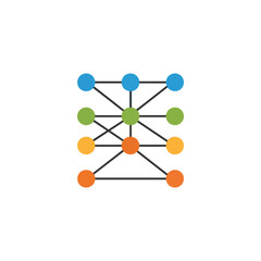 Obraz premium Abstract Network Diagram with Colorful Nodes and Lines