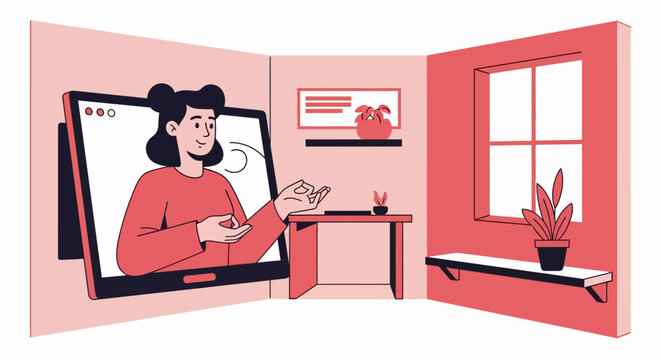 Woman Video Calling Online.