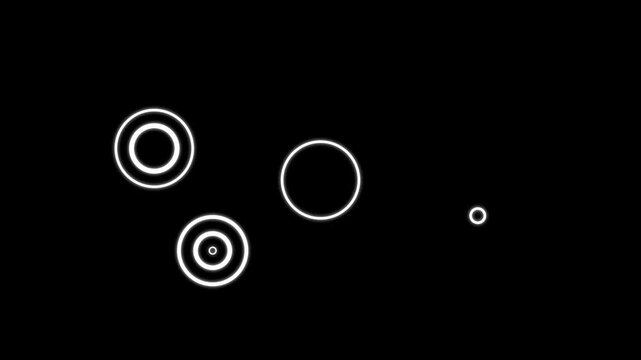 Circle blast animation, Looping circle burst animation with two to four concentric rings on transparent background, circle burst line shape,&nbsp;ellipse bursting on black screen background. 4k video
