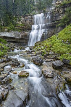 Cascata di Mezzo waterfall, long exposure, Vallesinella, Brenta, Trentino, Italy