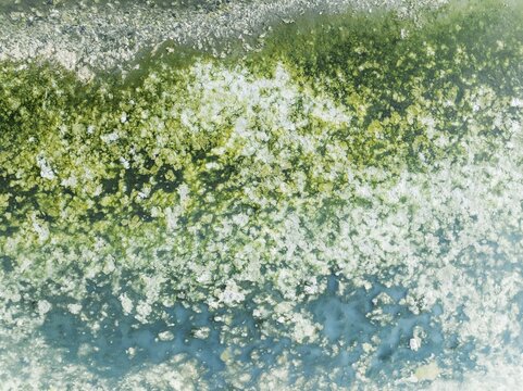 Detail of salt marshes near Sanl&uacute;car de Barrameda. Aerial view. Drone shot. C&aacute;diz province, Andalusia, Spain