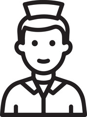 Obraz premium Hand Drawn Man as Nurse Black and White Avatar Illustration in Minimal Line Art Style Design