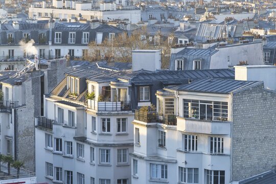 View of the rooftops of Paris from Montmartre, &Icirc;le-de-France, France