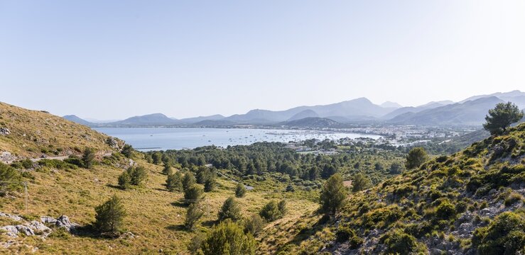 Harbour town, bay near Port de Pollen&ccedil;a, Majorca, Balearic Islands, Spain