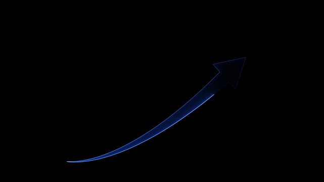 Glowing Blue Arrow Ascending Against a Dark Void Representing Growth Progress and Positive Trajectory in Business or Technology Concepts