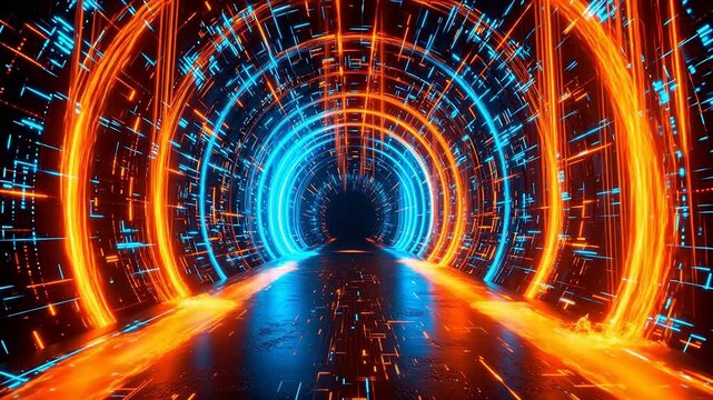Futuristic glowing tunnel