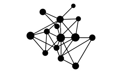 Abstract Black Digital Network Connection Icon on White Background