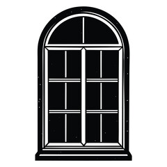 Icons set of windows different types. Pictogram collection in thin linear style. Classic architecture elements. Simple design. Vector illustration in black color isolated on white background