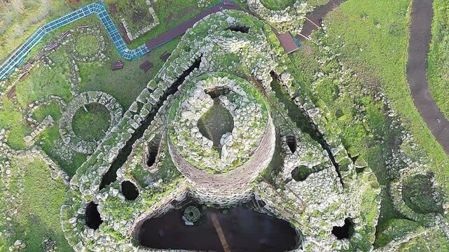 Aerial view of Nuraghe Santu Antine in Torralba, Sardinia, Italy