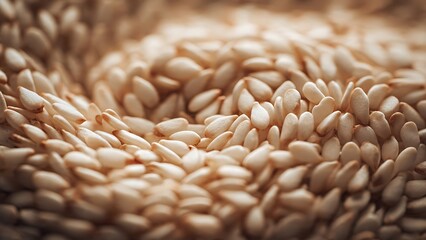 Fototapeta premium Close up sesame seeds forming dense organic food texture macro background